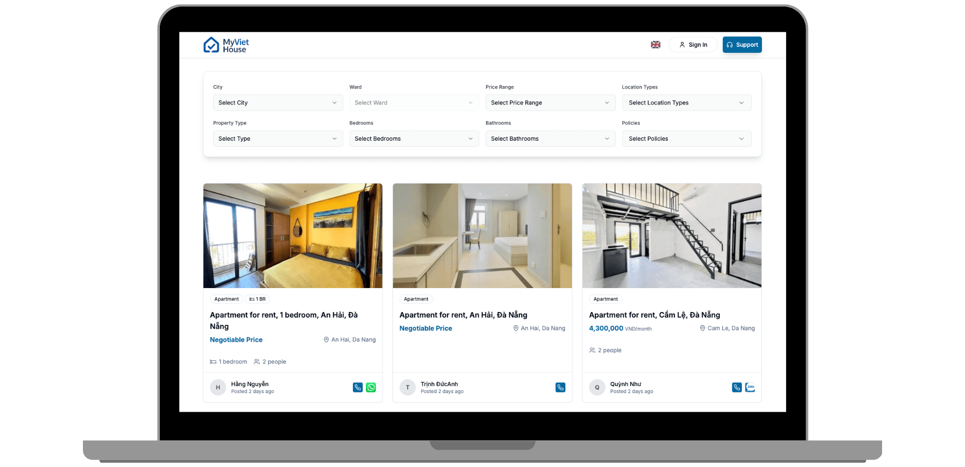 MyVietHouse Desktop Interface